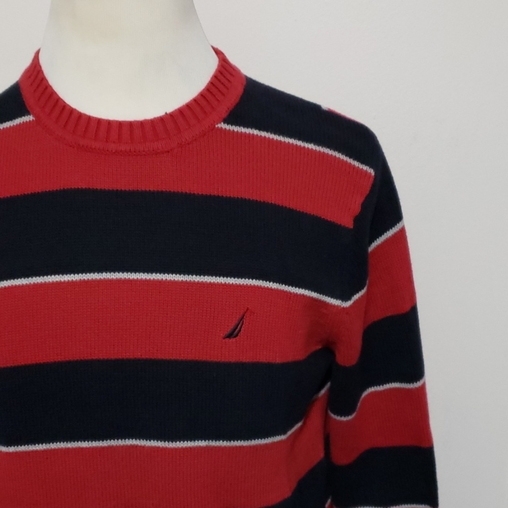 Nautica Knit Striped Pullover Sweater Long Sleeve